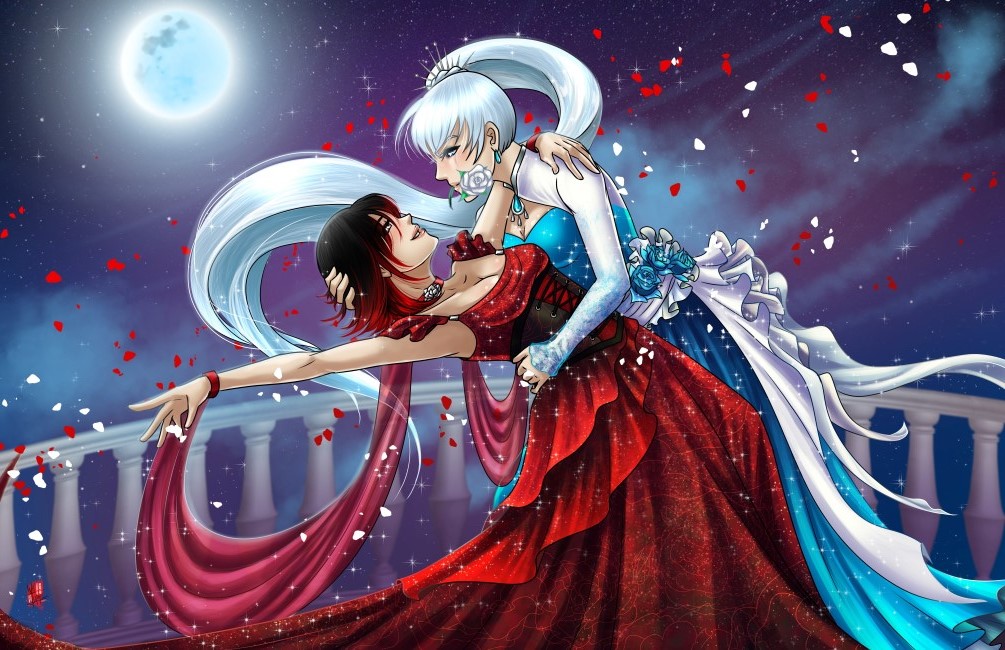 Musetap's tweet photo. A romantic #RubyxWeiss dance commissioned by AaronMD. #commission #rwby #rubyrose #weissrwby ##musetap #musetapstudios #tyrinecarver #tyrine #wilwoods #tyrinecarverart #wilwoodsart #art #digitalart #fanart #artistsontwitter https://t.co/dd477gLH4x