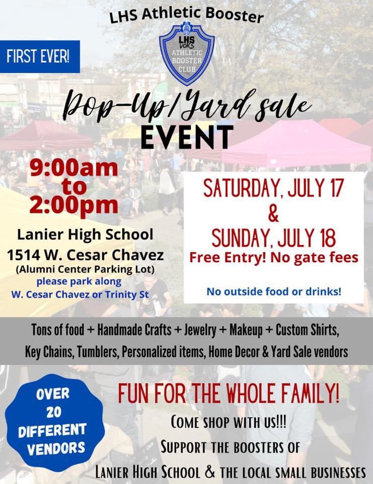 BoosterLanier's tweet photo. Who’s ready to shop!? Join us at our first ever Pop-Up/Yardsale event!!

July 17th &amp; July 18, 2021

Over 20 vendors! Fun for the whole family! https://t.co/siB8uUerrm
