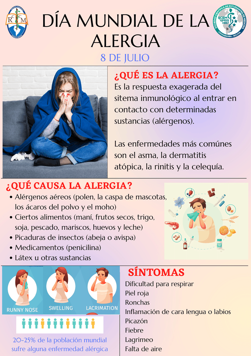 revcientcienmed's tweet photo. Existe consenso local e internacional acerca del enorme incremento que experimentaron las enfermedades alérgicas en las últimas décadas. La OMS estima que el 2050 aproximadamente la mitad de la población mundial padecerá algún trastorno alérgico. 
#RCCM
#DiaMundialdelaAlergia https://t.co/Qg5bTY8C8S