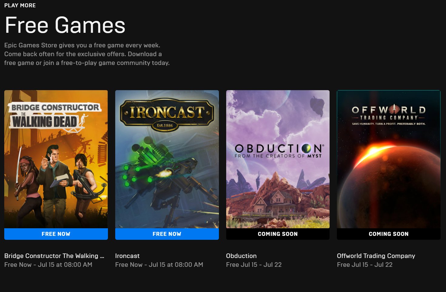 Epic Games Store Free Games List of 2021