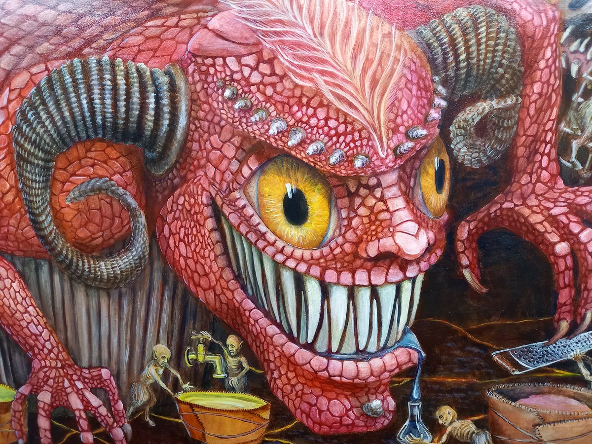 Gillyfrognich's tweet photo. The Cheese Demon and lots of detail pictures.
Dairy intolerant people will understand the pain that cheese can cause.
This is my embodiment of that ailment.
#cheese #cheesedemon #demon #reddemon #dairyintolerance #dairyintolerancesucks #gillnicholasdelusions #artistsontwitter https://t.co/1gmcHuxxY9
