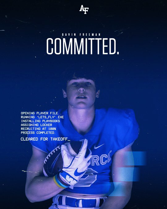 TheGavinFreeman's tweet photo. #AGTG C O M M I T T E D.  ⚡️@AF_Football #letsfly ⚡️✈️ https://t.co/L7CMtXbEtn