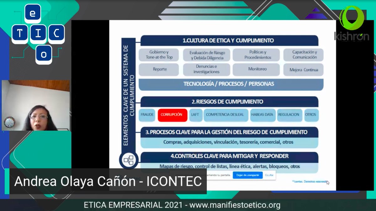 PAS_eGov's tweet photo. #SemiarioETICO Elementos clave de un sistema de cumplimiento: Estándares y normas para ser una empresa ética, definir claramente los valores y buenas prácticas de la organización para la #ética y #PlanAnticorrupción #Kishrón #Pas_eGov #Tics #Transparencia #SomosETICOS #SoyETICO https://t.co/Rqr9HTSLMO
