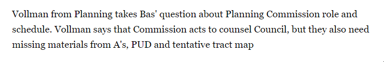 Several signs yday confirming negotiations between City &amp; A's effectively stopped in April. Ex: according to a letter from City in April, Fisher was late on crucial submittals to Planning. Planning's Vollman yday confirmed Fisher is still overdue on them, 3 months later.
