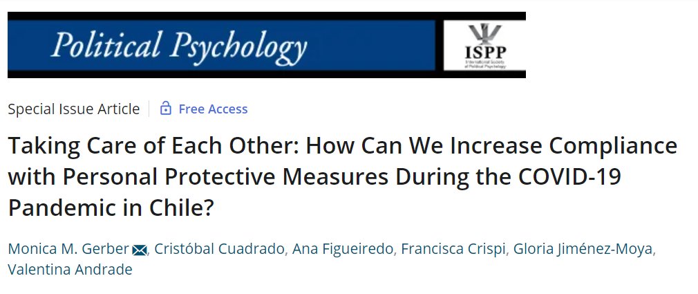 ¿Cómo aumentar el cumplimiento de las medidas de cuidado contra el COVID-19 en Chile? 

Lo abordamos en nuestro artículo recién publicado y les contamos sobre los resultados del estudio aquí 👇

Junto a <a href="/CCuadradoN/">Cristóbal Cuadrado</a> <a href="/Francrispi/">Francisca Crispi</a> <a href="/valentiandrade/">Valentina de la Horra</a>  <a href="/gjimenezmoya/">Gloria Jiménez-Moya</a> y Ana Figueiredo