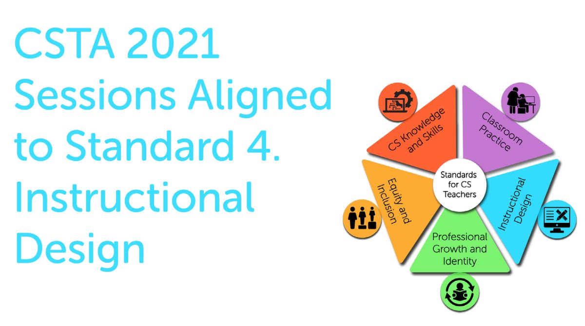 csteachersorg's tweet photo. View #CSTA2021 session recommendations aligned with Standard 4. Instructional Design: https://t.co/KscGSST2hN https://t.co/t3ebpFT5yv