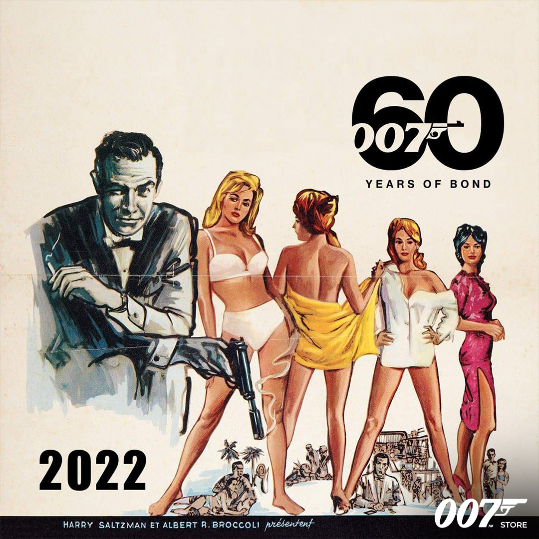 007's tweet photo. 1962 to 2022. Look ahead to Bond's 60th anniversary with the special edition 2022 wall calendar and diary. The designs feature film poster artwork, alongside Maurice Binder's iconic opening title dots for DR. NO. Available to order exclusively at the https://t.co/vHkXDjlToM now. https://t.co/oKahSmY0oV