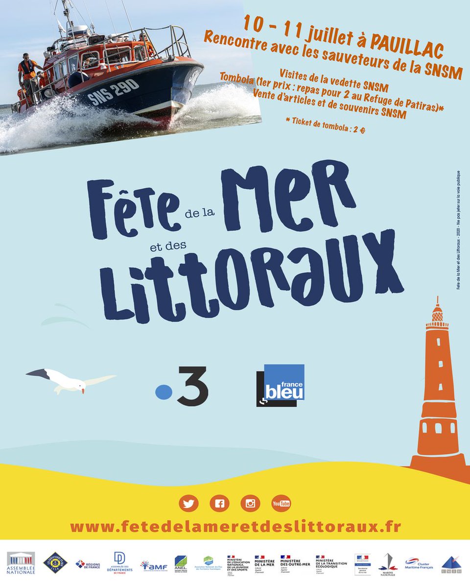 Ce week-end, venez profiter de la Fête de la Mer et du Littoral à #pauillac 🌊 
Vendredi 09/07, des croisières sont proposées toute la journée 🛥️
Samedi 10 &amp; Dimanche 11, visitez le vieux gréement l'Hirondelle et participez aux animations proposées par la SNSM ⛵
#medocvignoble