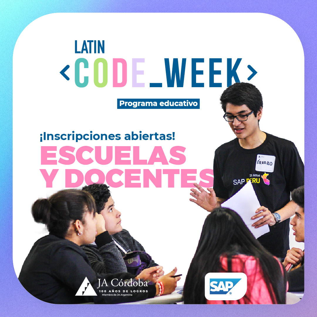 juniorencordoba's tweet photo. 📣¡Atención docentes! #LatinCodeWeek 🖥
Desafío 2021 <Empleo joven/>.
🔗Sumá a tu escuela aquí: https://t.co/okJDK4LiDb
@SAP @SAPLatinAmerica @JAAmericas
#Tecnología #Matemáticas #Ingienería #SapBuild #InspirandoJóvenes #SigamosAprendiendo https://t.co/eCUyACeqDd