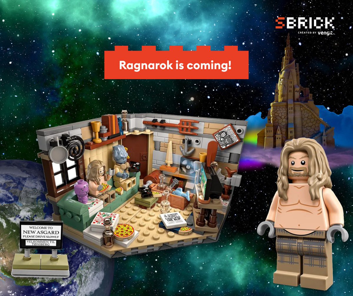 smart_brick's tweet photo. #Ragnarok is coming! 
Do not worry, it's just &amp;LEGO's new sets that revisit the key scenes of the #Marvel sagas.76200 Bro Thor’s New Asgard will take you even after the cataclysm. Hint: #SBrick_Light would give awesome power to the God~s flashes ;). #AFOL #Thor #SBrick https://t.co/RUgbEICysF