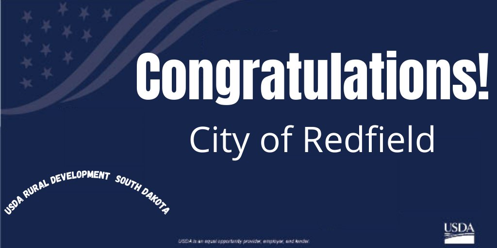 RD_SouthDakota's tweet photo. Congratulations to @Redfield_SD! They've been awarded a $776,000 loan and a $907,000 grant for their water and sewer project!

Read more https://t.co/KHvdo14FIE https://t.co/jFdomVn0vg