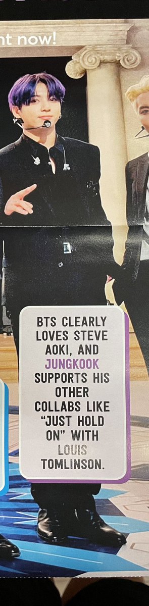 hlnlzdaily's tweet photo. ✍️ | "BTS clearly loves Steve Aoki, and Jungkook supports his other collabs like 'Just Hold On' with Louis Tomlinson" 

photo via @lwtcors https://t.co/11qtsIBlVK