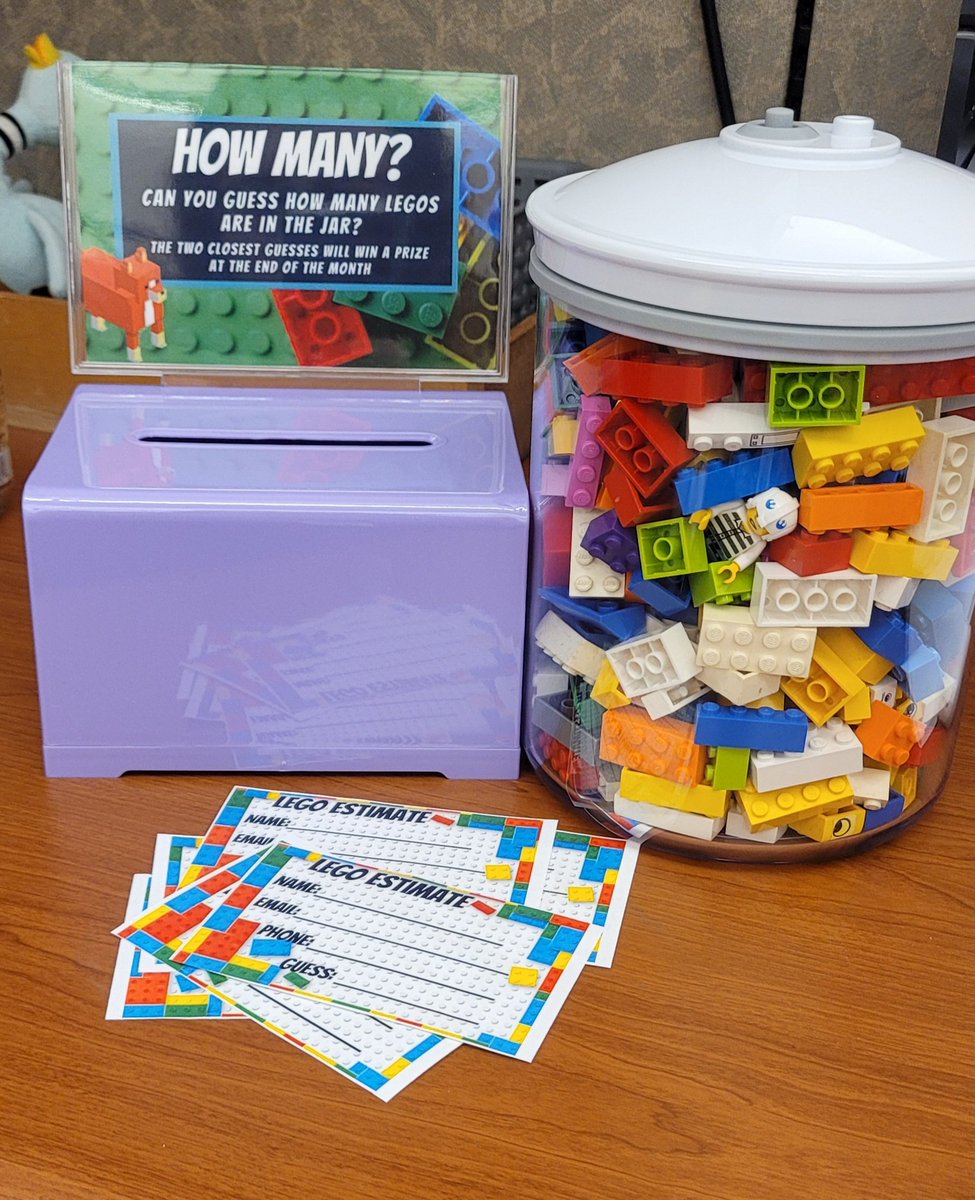 KylaAnderson409's tweet image. I love my lego programs! We are getting back some awesome mystery lego challenges and today is the start of my lego estimating challenge! #librarylife #legoprogramming