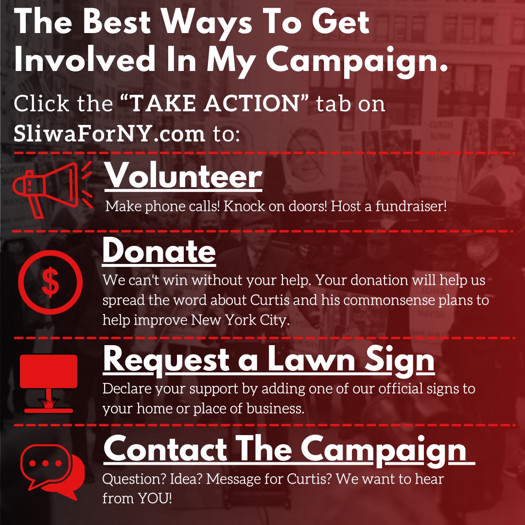 There are MANY ways to get involved with my campaign! It is going to take village to win this election, If i have your vote please consider showing your support by volunteering, donating, putting up a yard sign, or sending me a message! 
ow.ly/Q0rj50FrTdX
#SliwaForNY