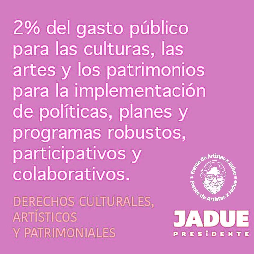 codigodeibarra's tweet photo. 2% para #cultura. No el 1% como propone Boric en sus ideas de #programa, ni el 0,3% ni menos.  Medida real para robustecer la instalación de un presupuesto eficaz que cubra las necesidades de los #trabajadores de las Culturas para el futuro. #JaduePresidente2022
#TodxsConJadue https://t.co/6GvLra0PTS