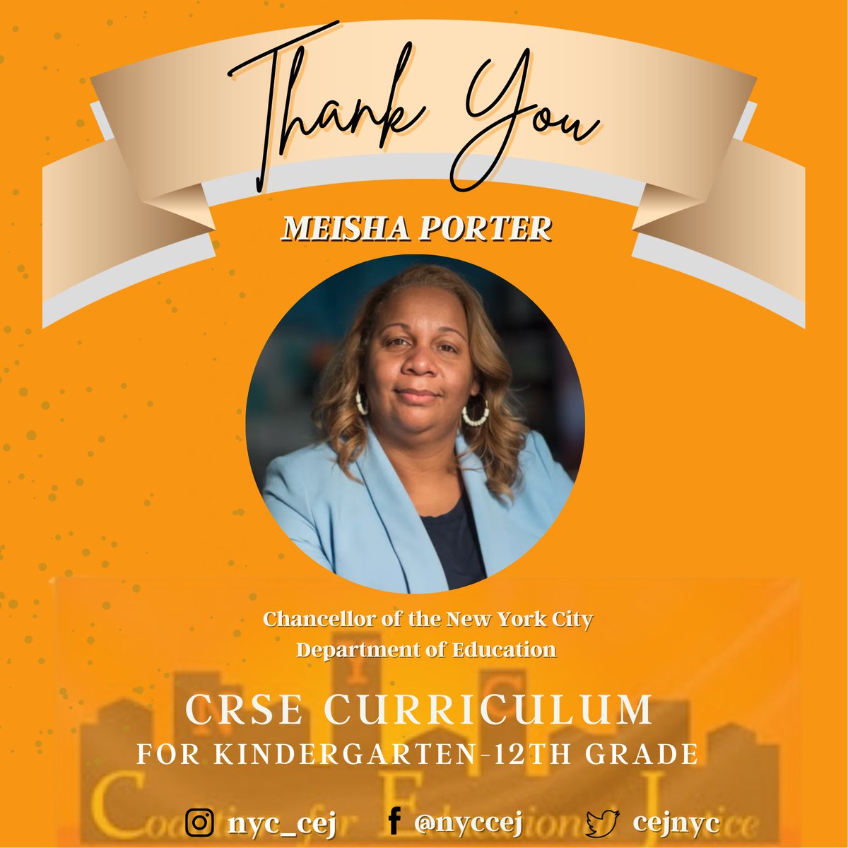 Ed Justice Research & Organizing Collaborative (@nyu_ejroc) on Twitter photo Thank you <a href="/DOEChancellor/">Chancellor Melissa Aviles-Ramos</a> for bringing Culturally Responsive-Sustaining Education (#CRSE) to <a href="/NYCSchools/">NYC Public Schools</a> students. We are so grateful to the parents of CEJ who have been organizing for 5 years for this victory. #Education4Liberation #CRESustainsMe Thank you <a href="/DOEChancellor/">Chancellor Melissa Aviles-Ramos</a> for bringing Culturally Responsive-Sustaining Education (#CRSE) to <a href="/NYCSchools/">NYC Public Schools</a> students. We are so grateful to the parents of CEJ who have been organizing for 5 years for this victory. #Education4Liberation #CRESustainsMe