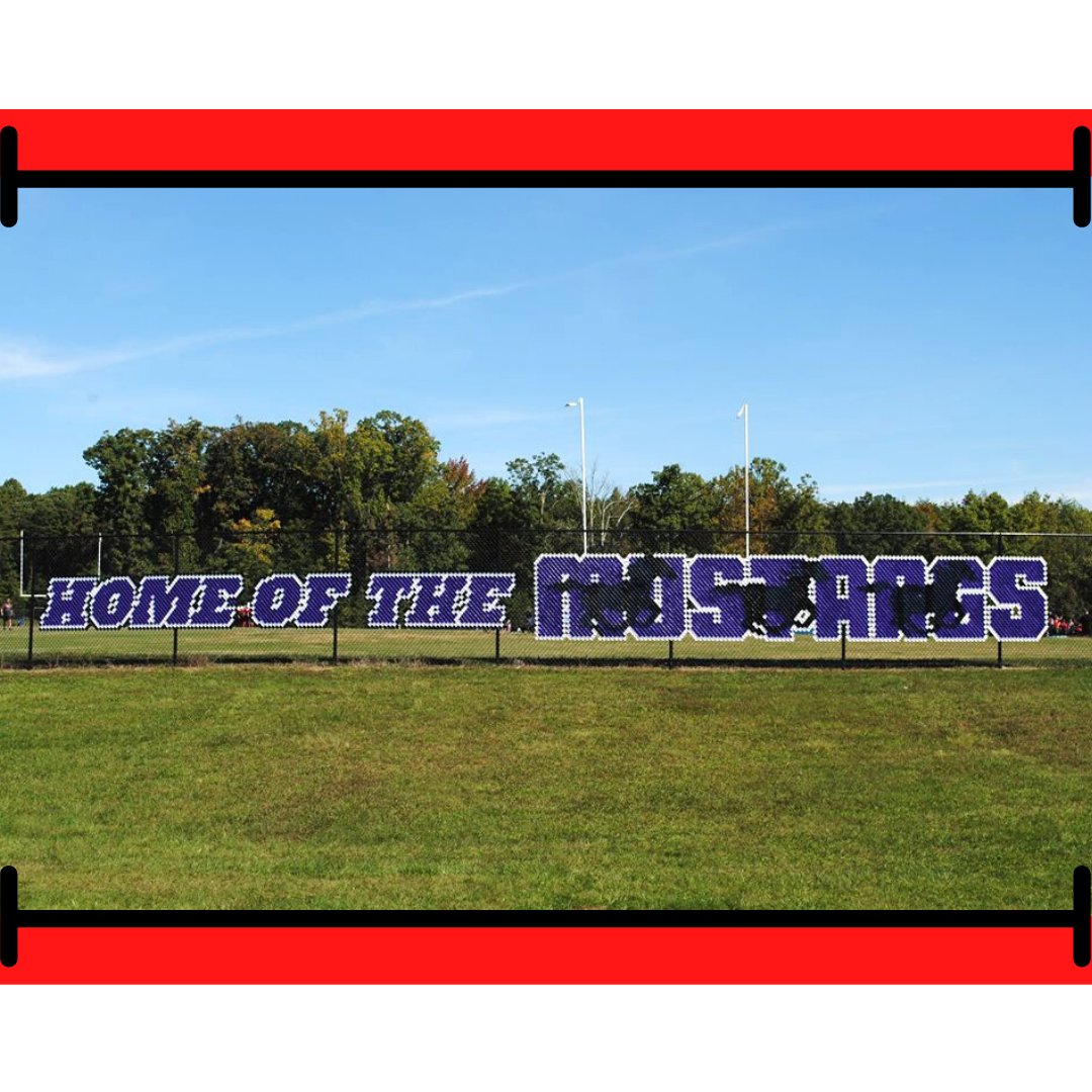 Check this one out! 🐴
Running Mustang silhouettes over custom 6' letters
Home Of The is shown at 3.5' 

[PURPLE #103 BLACK #115 WHITE #101}