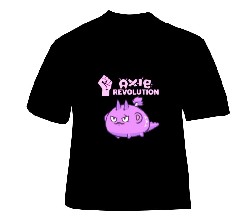 Jcieeee's tweet photo. @AxieRevolution For my entry, tried a axie revolution T shirt balck version merch @AxieRevolution https://t.co/tbPk1LHueU