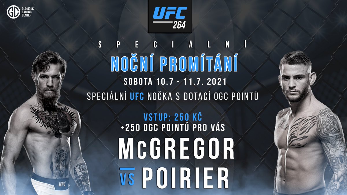 Již tuto sobotu doražte na speciální nočku. 👊👊 Nejen, že můžete získat 250 OGC pointů, ale také celý večer poběží promítání <a href="/ufc/">UFC</a> s očekávaným zápasem McGregor vs Poirier 🤜🤛

Takže během méně atraktivních duelů můžete hrát svou oblíbenou hru. 🤩🥳
#olomoucgamingcenter