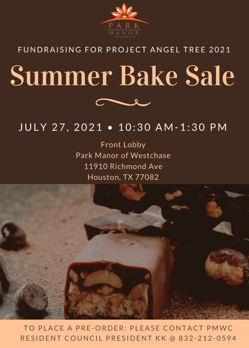 ParkManorWC's tweet photo. Our Resident Council is hosting its first fundraiser this year on July 27! Join us for some delicious home baked goods for a good cause: https://t.co/f1vLp6O9ns #HMGcares #LongTermCare #NursingHome #Community #Fundraising #BakeSale https://t.co/gbDpQULj3T