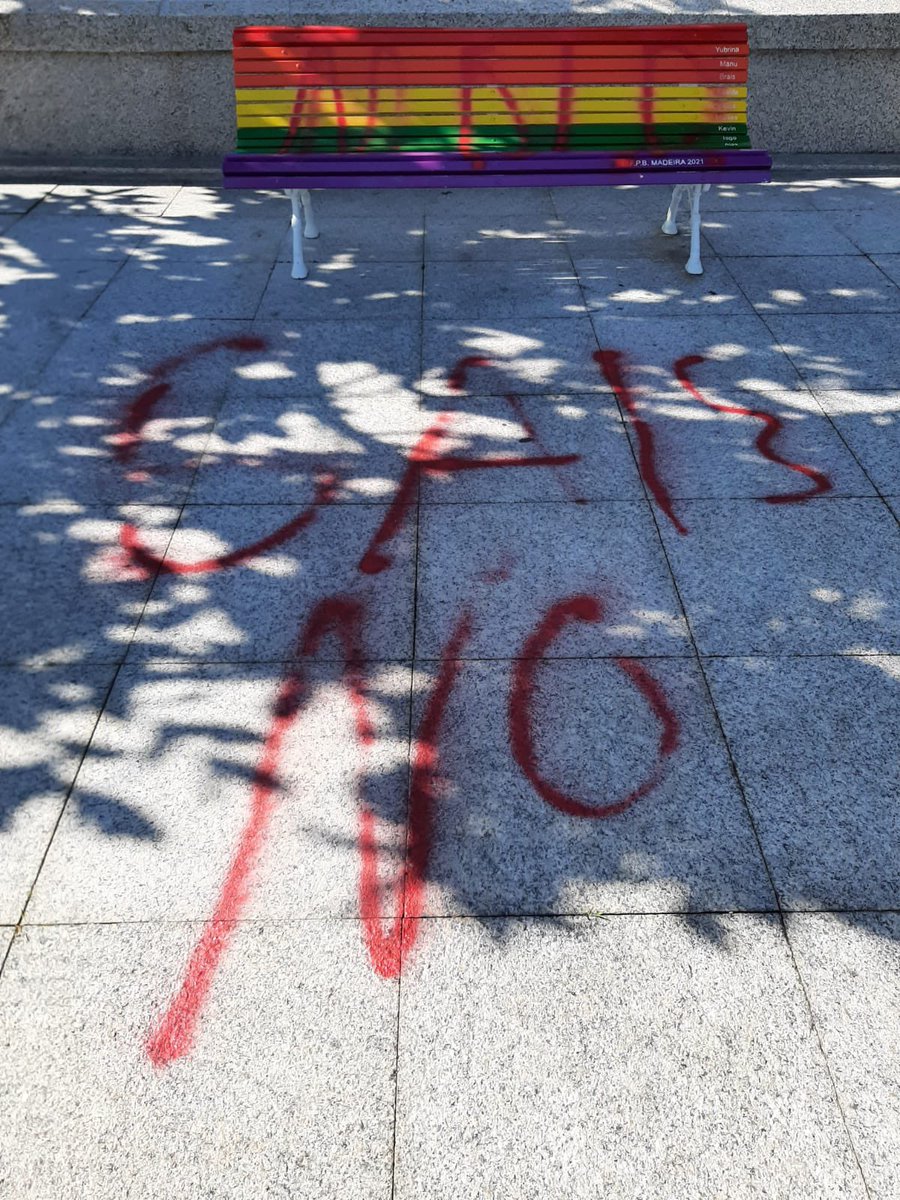 Pintada homófoba na praza do concello de Salvaterra 😡🔥