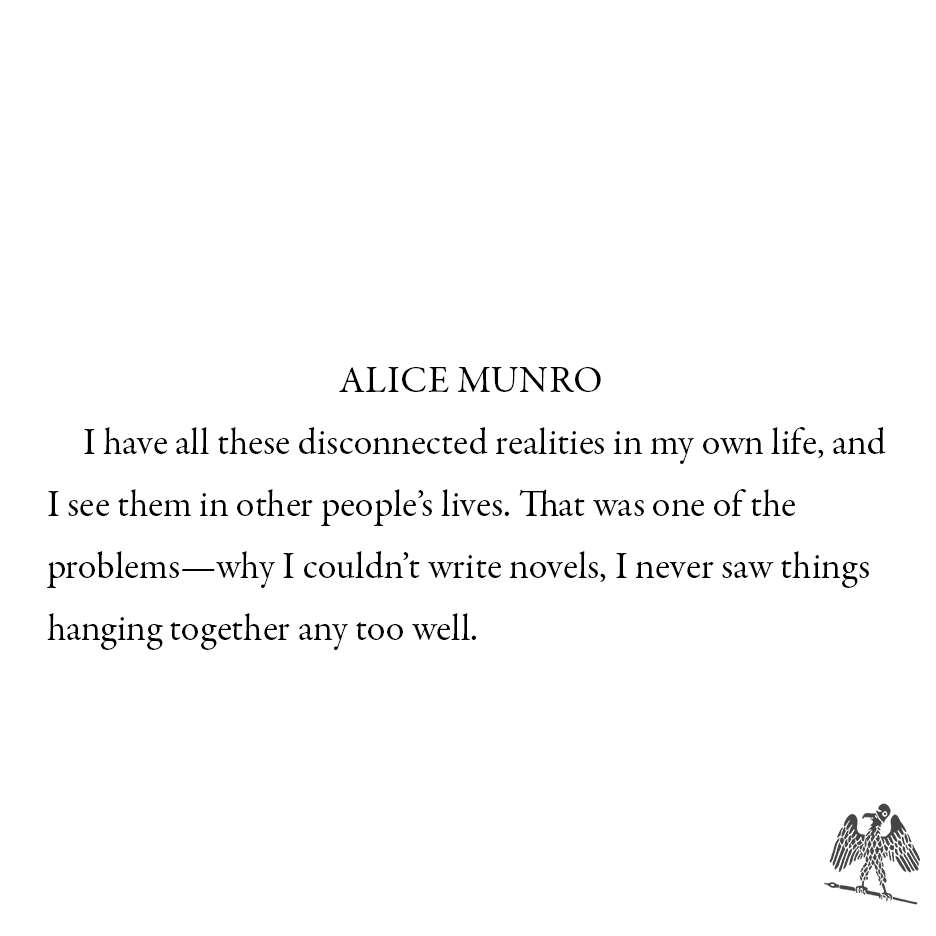 “Maybe it’s something to do with age. Changing your perceptions of what is possible, of what has happened,” Alice Munro, born on this day in 1931, told ‘The Paris Review’ in her 1994 Art of Fiction interview. Read more: theparisreview.org/interviews/179…