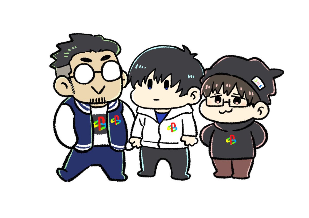 3boys multiple boys glasses male focus chibi black hair hood  illustration images