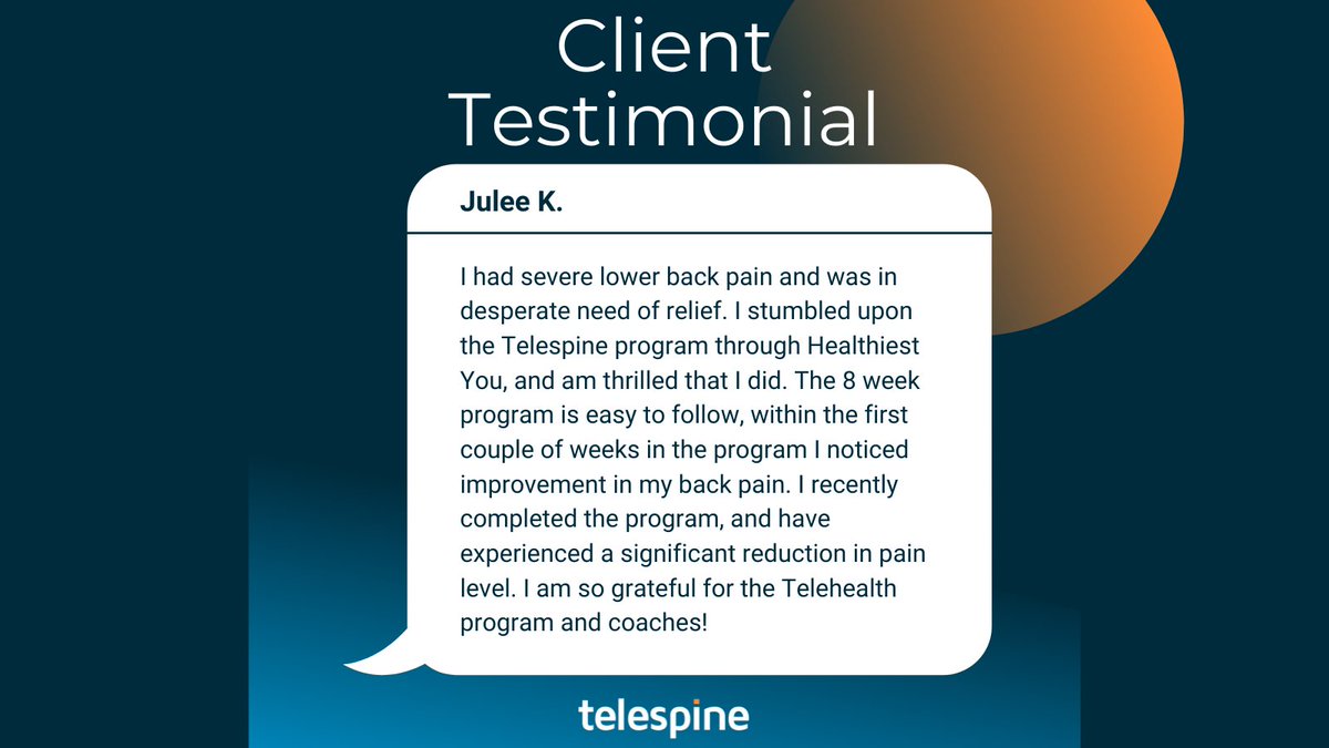 Telespine's tweet image. When dealing with severe pain, you deserve a team of professionals that truly listen and guide you through every step of the healing process. Telespine is committed to making back pain care accessible, transformative, and effective!
#MSK #telehealth #backpainsolution