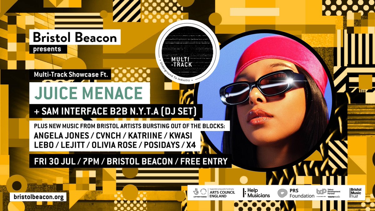 🚨 FRESH ANNOUNCEMENT 🚨

Line-up drop for this year's Home Grown Heat showcase ft. special guests @juicemenace + <a href="/saminterface/">SAM INTERFACE</a> B2B <a href="/NYTAofficial/">N.Y.T.A</a> (DJ Set). 

Fri 30 Jul on <a href="/Bristol_Beacon/">Bristol Beacon</a> Terrace. Free entry until at cap 👇
buff.ly/3qPRQMG
<a href="/PRSFoundation/">PRS Foundation</a>