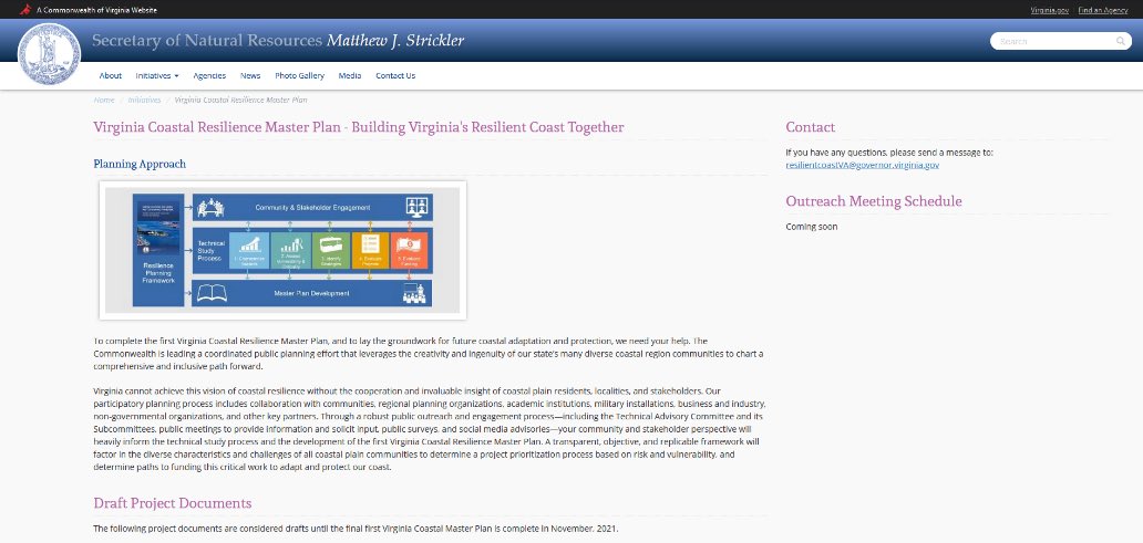 The new #VACRMP Website will keep residents informed on the Project’s next steps. @GovernorVA and @NatResourcesVA are dedicated to transparency and providing schedules, drafts, and other documents to the public will be posted here: bit.ly/3jt7BYd
