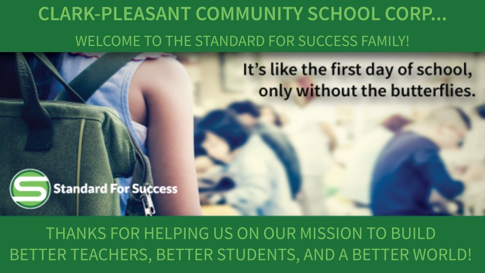 SFSeval's tweet photo. Welcome to the SFS family, Clark-Pleasant Schools!! There’s a bright future ahead!!
#BetterSchools #BetterTeachers #BetterStudents #BetterWorld #TeacherEvaluation #TeacherEval #BeyondCompliance #GraduationPathways @YOUR_CPCSC https://t.co/bwGNOpsJaC