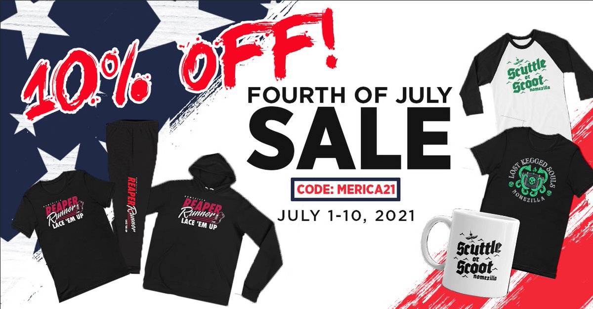 nomezilla's tweet photo. 2 DAYS LEFT to save 10% OFF at @highscore_tees Use code MERICA21 at checkout! #BeMorePirate #GHG #ReaperRunner โ ๏ธโฅ๏ธ
https://t.co/JtCDyeSaJx https://t.co/DqK9XVjZAw