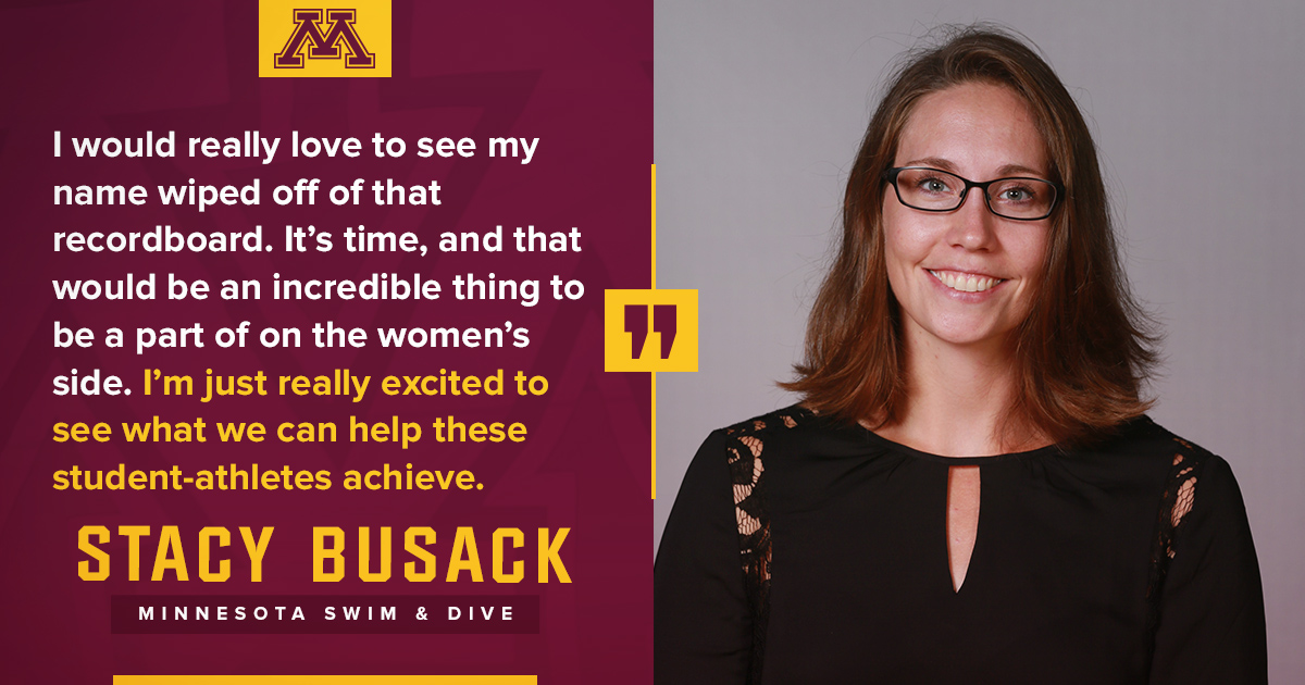 GopherSwimDive's tweet photo. After one of the most successful collegiate careers in #Gophers history, new associate head coach Stacy Busack is back in the Maroon and Gold!
Click below for the full release!
๐๏ธ https://t.co/xZiVkcvLCe
#Gophers // #MINNdset ใฝ๏ธ https://t.co/V0BbdULxzp