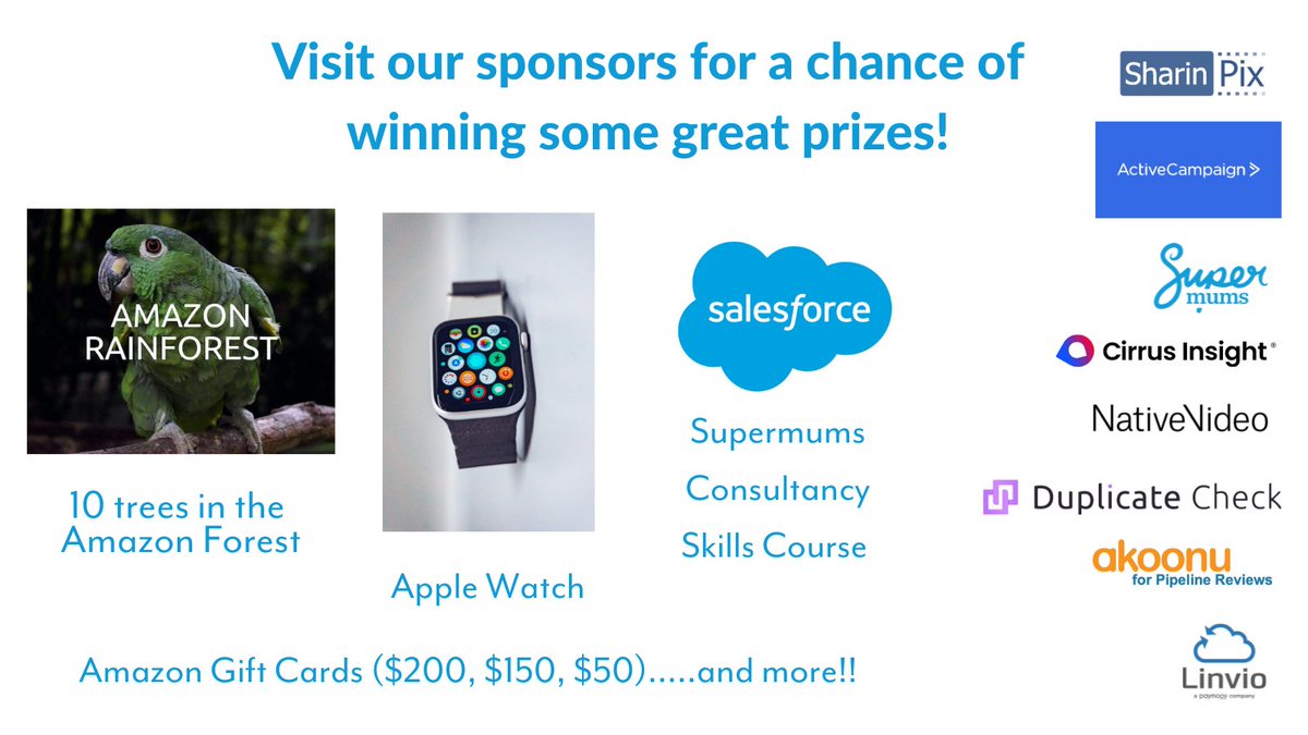 Don't forget to visit the marketplace and check out the sponsors. They have got some great prizes to win so make sure you drop in, say hi and register to enter.
Want to come? Get your ticket here - bddy.me/3xt1Uhe #Trailblazercommunity #Salesforce #giveaways #marketplace