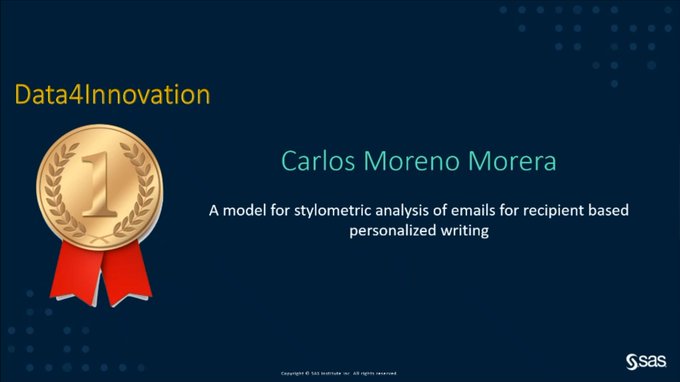 sas_portugal's tweet image. 🥇📢 E, por fim, o vencedor Gold da categoria #Data4innovation foi... Carlos Moreno Morera! 👏👏 Que continue a melhorar o mundo com a sua #cusriosidade e vontade de inovar! Muitos parabéns! 
@DSPA_INSIGHTS