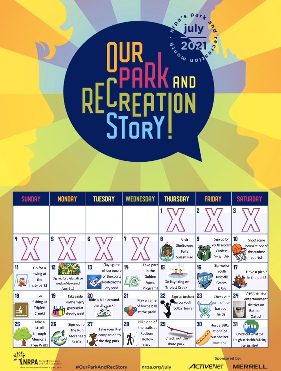 July is Park and Recreation Month!

Now is the time to experience what your local park has to offer! View the Morehead Parks and Recreation’s July calendar for highlights on acitivities to do in the city park, summer day camp, youth sport programs, and more!

#OurParkAndRecStory