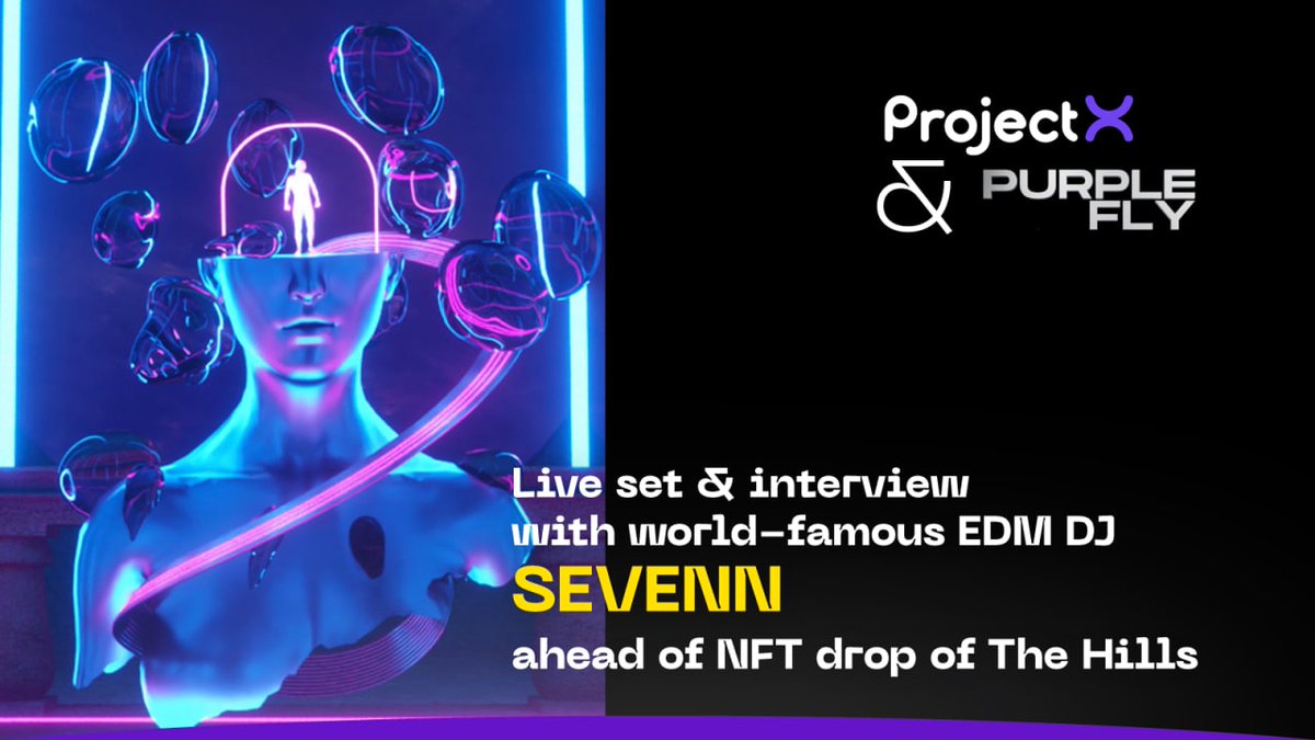Our amazing partners at <a href="/Purpleflyx/">Purple Fly</a>  are doing a #NFT drop with <a href="/sevenn/">Sevenn</a>  world - famous EDM DJ 🎧

 🟣NFT of "The Hills" dropping on the 8th via @TerraVirtuaArt 

 🟣You can win this NFT by following this link!
loom.ly/OcljEQo 

#DigitalCollectibles  #NFTCommunity