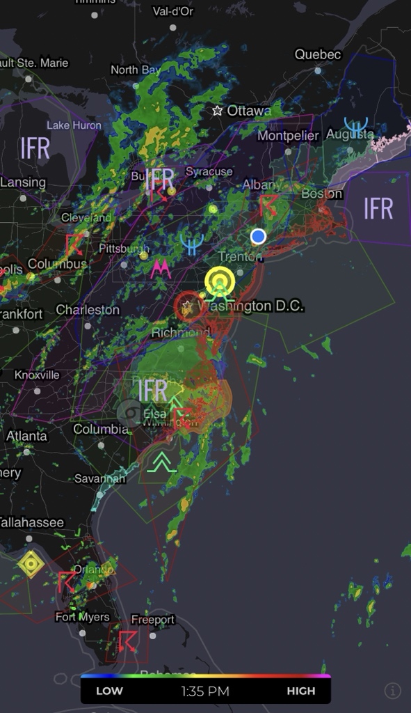 NYCAviation's tweet image. It’s an active weather day on the east coast. Thunderstorms are in the Northeast and Southeast, with #TropicalStormElsa in the Mid Atlantic. Ground Delay Programs are in place from DC to NYC, and many Florida airports + @ATLairport have 30-90 min departure delays. #GrabASnickers