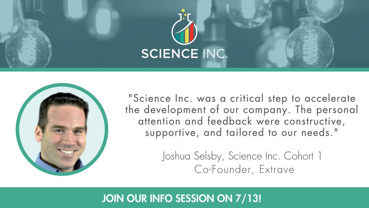 DE_Innovates's tweet photo. Seeking business support and funding for your #sciencestartup? Limited space remains for the fall cohort of Science Inc., our virtual #accelerator program.
Learn more during our 7/13 info session: https://t.co/hVIFHvDh2H
#incubator #startup #biotechstartup @ExtraveBio https://t.co/PtTHRlRgT1