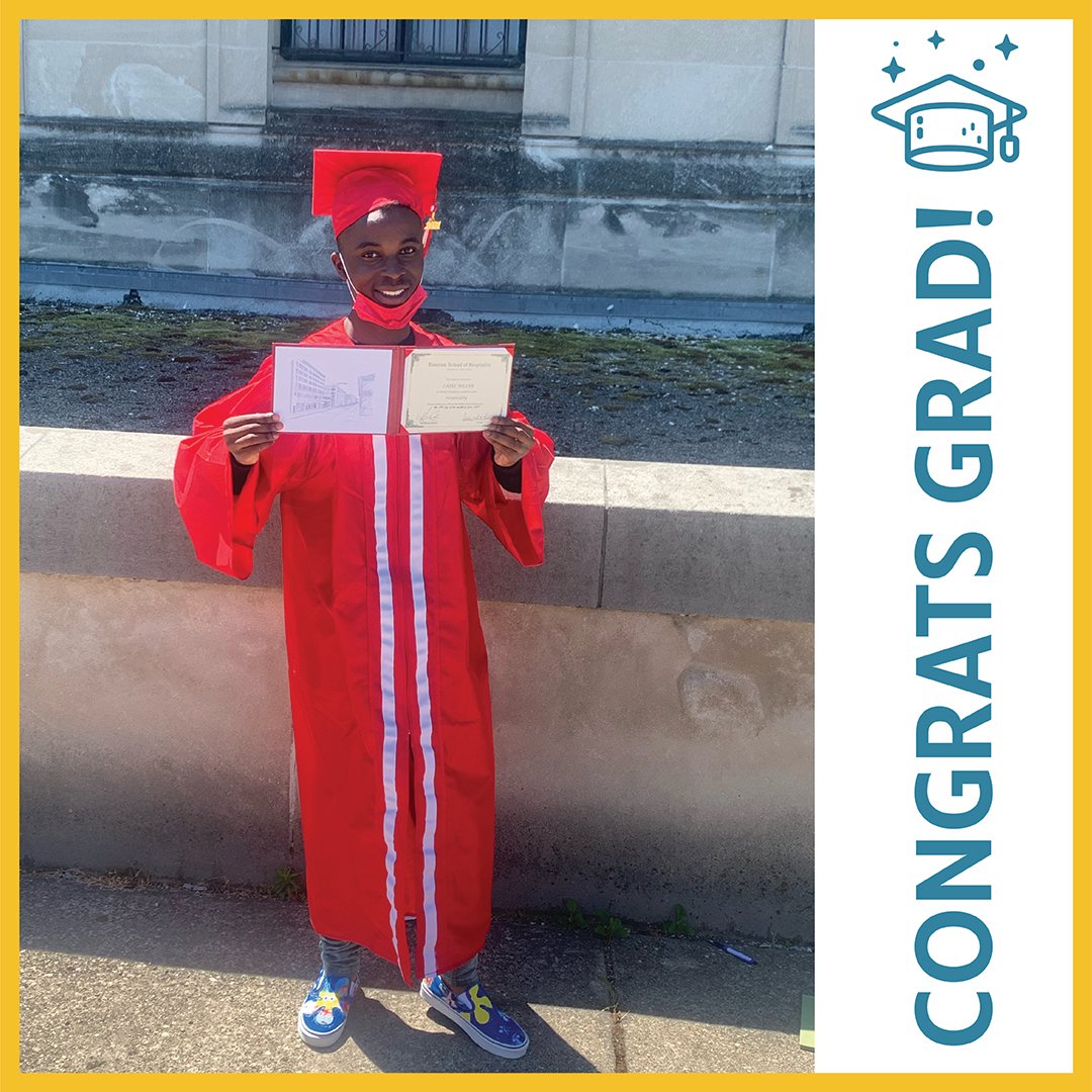 Congratulations to our graduate Zaire, who graduated from Emerson High School this June! Zaire is a sweetheart, is hardworking, self-motivated and wants to continue on to college to become a nurse. Best of luck Zaire! #LifeAfterGateway #Classof2021
