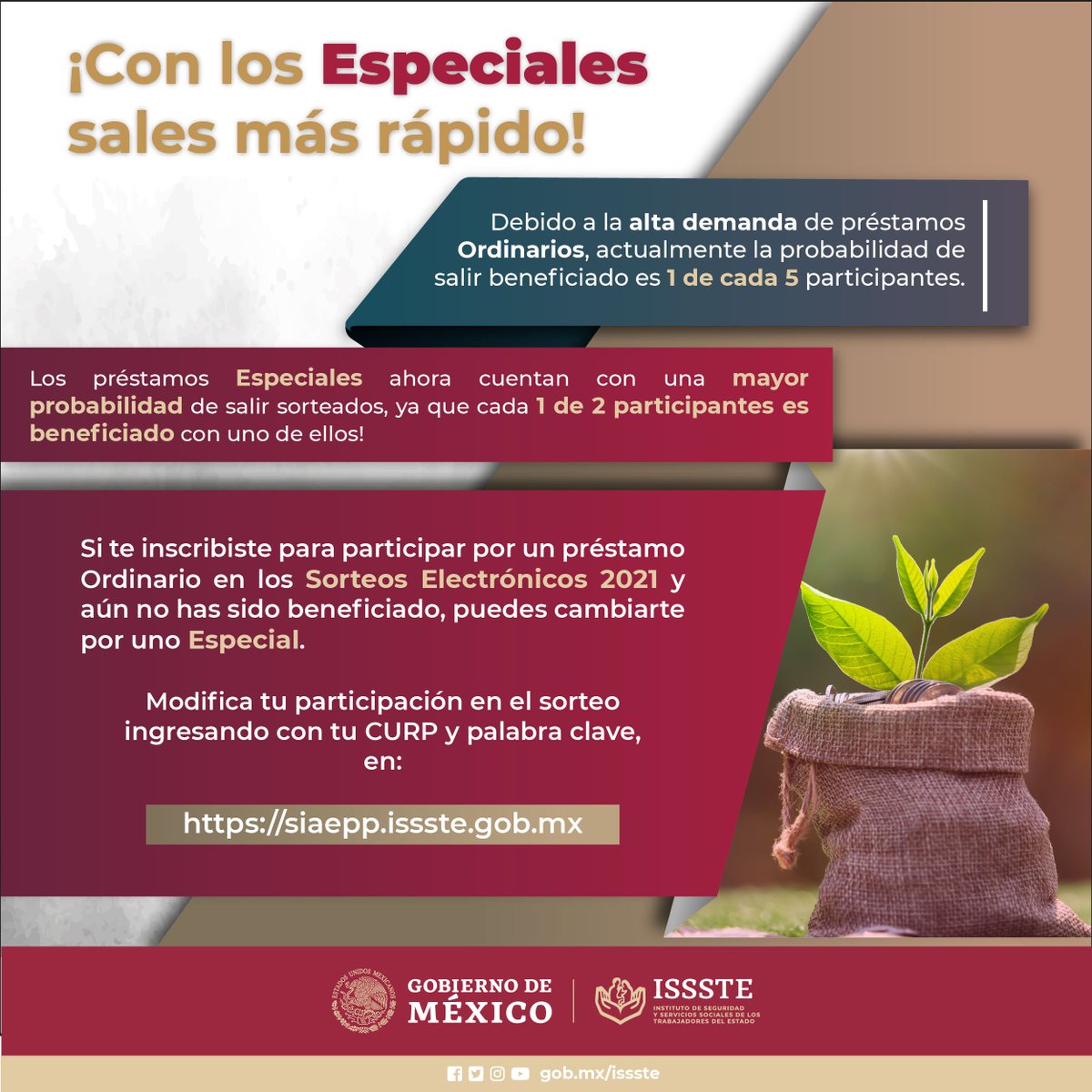 PrestamoIssste's tweet image. ⚠️ Información importante ⚠️
La probabilidad de salir beneficiado con un #PréstamoPersonal especial 🟥 es mayor. 👀⬇️
➡️ siaepp.issste.gob.mx

#PorTuBienestar #ISSSTEContigo #ISSSTEServicios