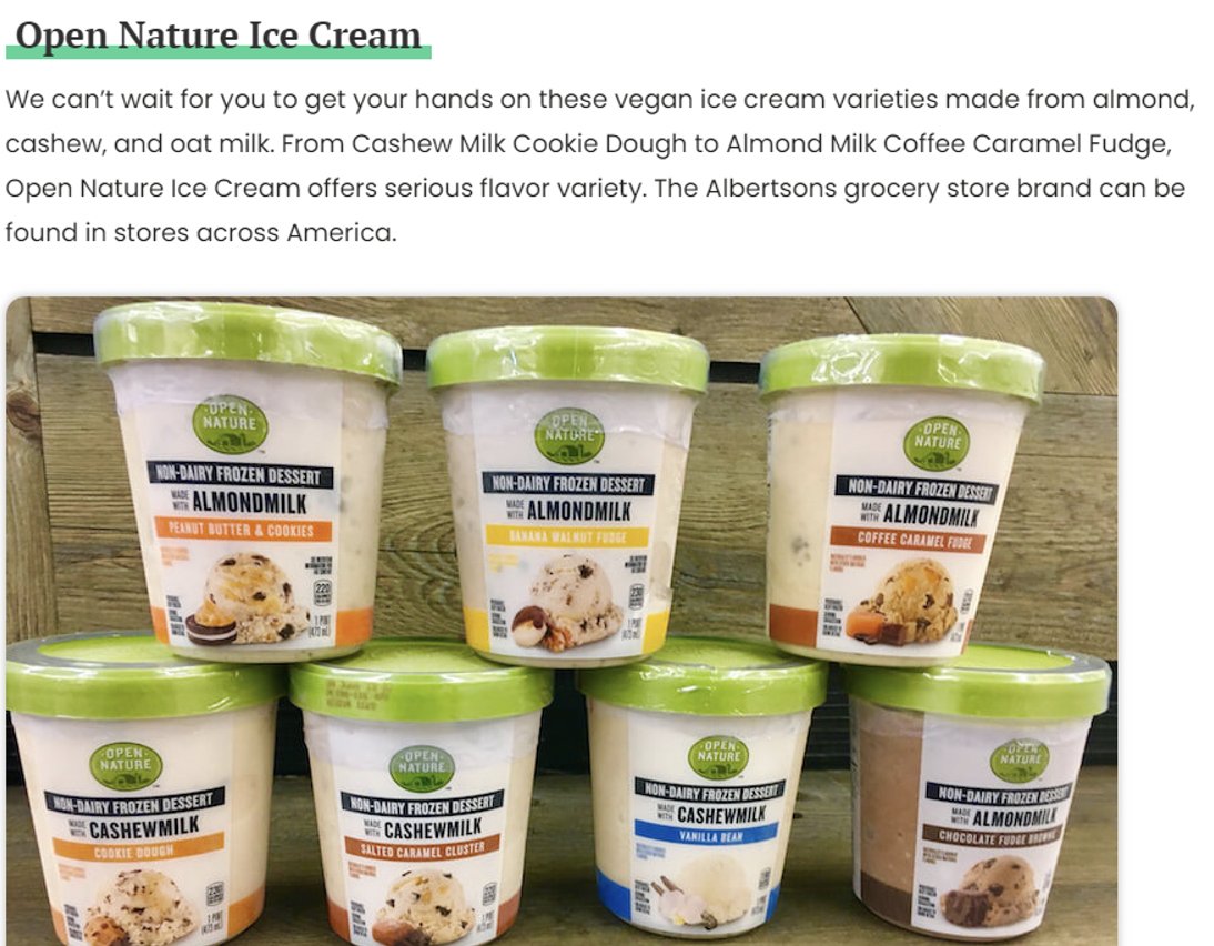 AlbertsonsCos's tweet photo. Thanks to @vegoutla for featuring @AlbertsonsCos  #OpenNature Dairy-Free Ice Cream as a top store-bought #vegan ice cream brand! https://t.co/urClNTMw6q https://t.co/99CHyRQ5zJ