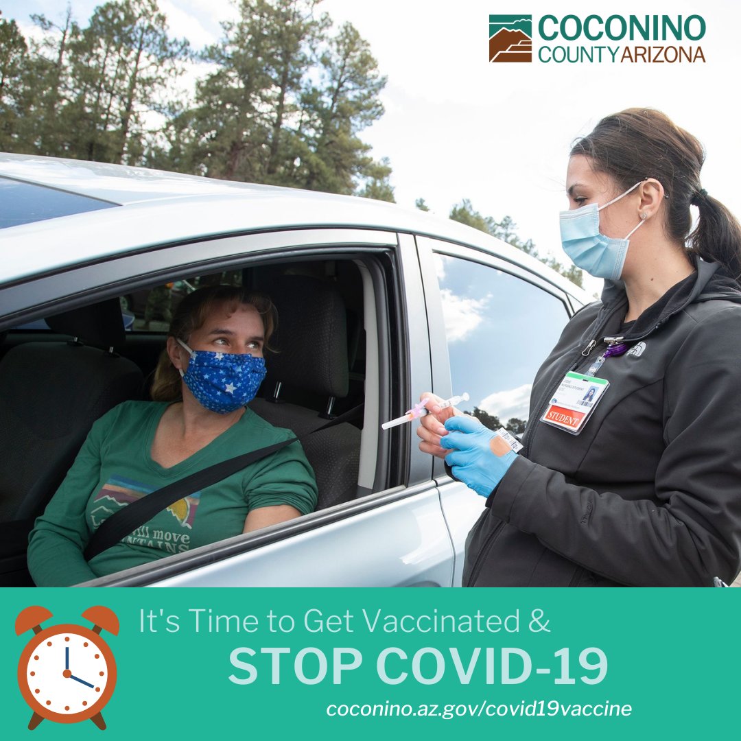 It’s time, get vaccinated! We all want to continue to experience the benefits of reduced community spread: seeing loved ones, visiting local businesses, enjoying summer, and safely getting kids back to school this fall. Visit coconino.az.gov/2547/Vaccine-I…