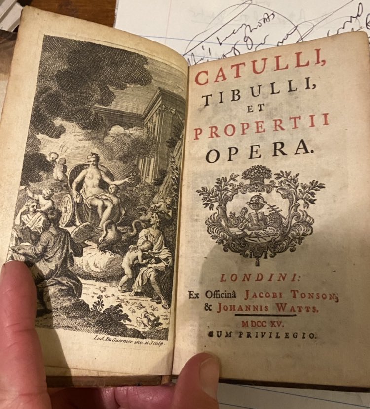 _lithographist's tweet photo. This is one of my prized possessions. The works of Catullus—MDCCXV

Amazing to hold a THREE HUNDRED year old book in my hands gently

#latin #catullus #classics #poetry
#latinliterature #roman #antiquity https://t.co/sSv6vQ5kRt