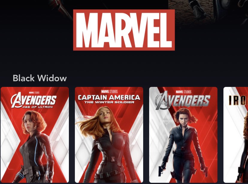 Disney+ Marvel section looking lit right now #BlackWidow