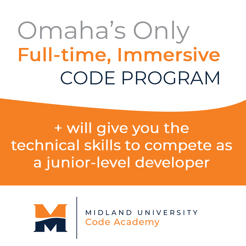 midlandcode's tweet image. Midland Code Academy is Omaha’s only full-time, immersive program that will give you the technical and networking skills you need to compete for junior-level developer positions. Learn more ow.ly/66kp50FnVsQ