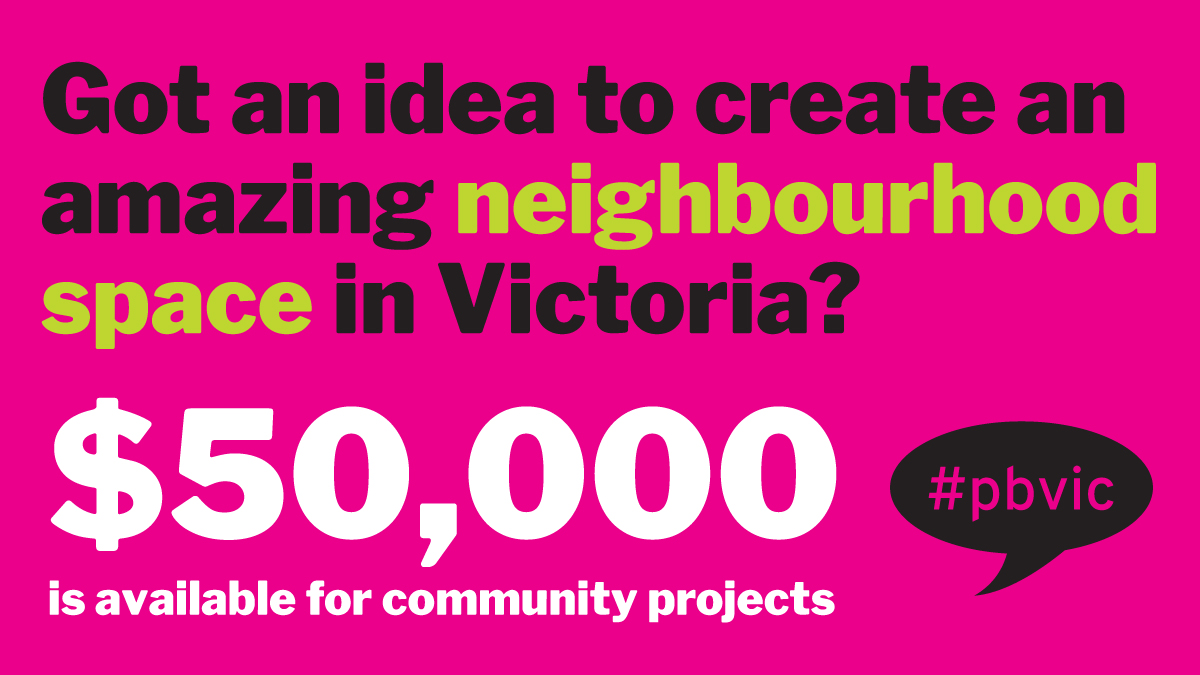 CityOfVictoria's tweet photo. Have a great idea to improve #yyj neighbourhood spaces? Join us at our next virtual Participatory Budgeting Information Session on July 10 to learn how to turn your idea into a successful proposal. Register: https://t.co/Hactf68NH6 #pbvic https://t.co/eWHTefkkPm