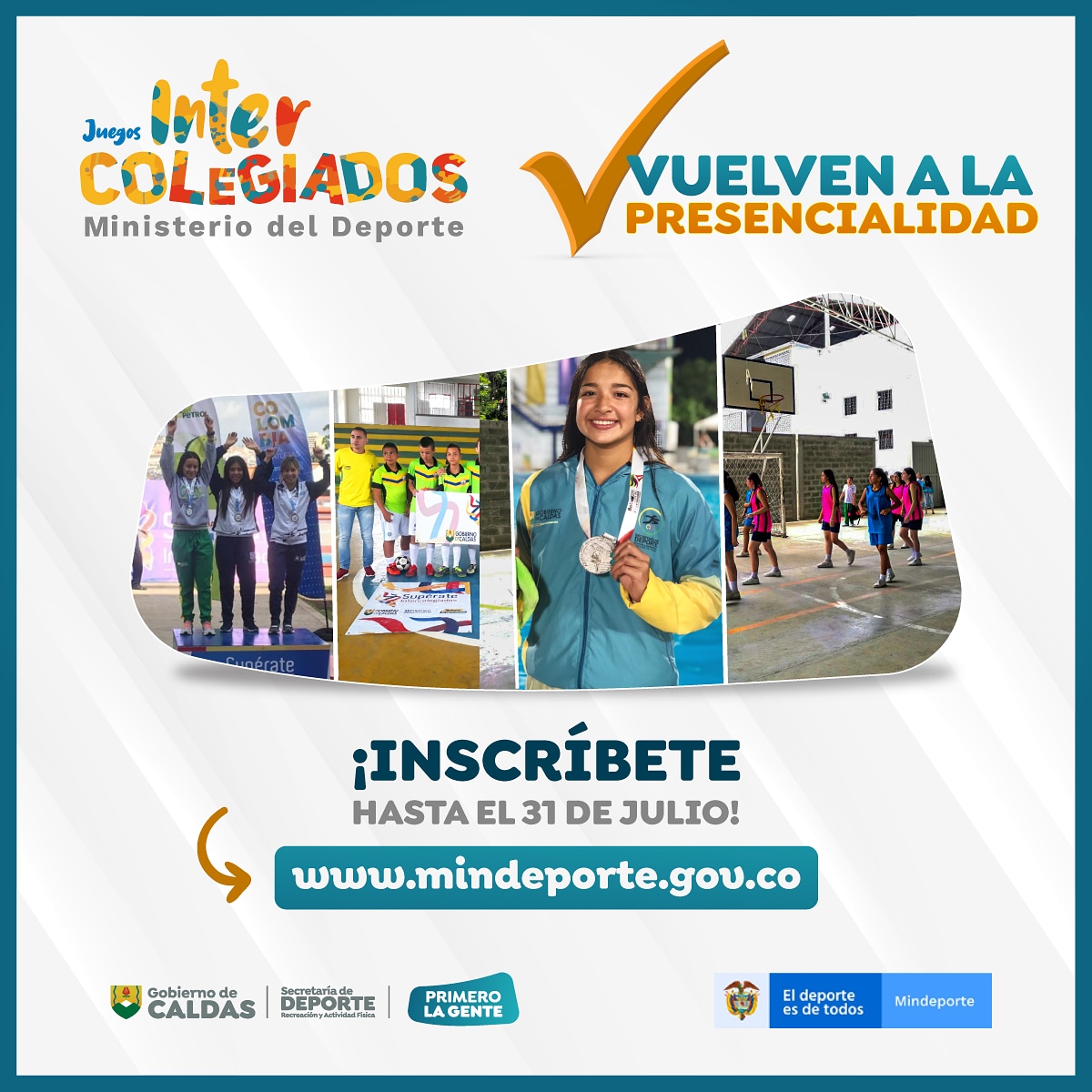 Arrancan los Juegos Intercolegiados Nacionales 2021, las Inscripciones estarán abiertas hasta el 31 de julio .

Inscríbete aquí 👉mindeporte.gov.co/index.php?idca… 

En deporte #PrimeroLaGente