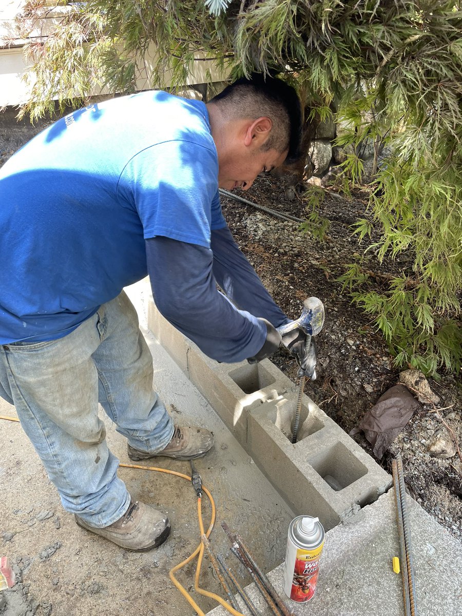 We are currently working on a project where we removed the existing granite steps and landing, then the failing setting base beneath them was replaced and the reinstallation has begun #hardscape #granitesteps #reckaimedgranite <a href="/mquip/">muzz quip</a> #kandrlandscape