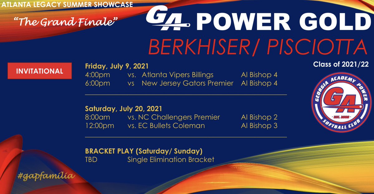 Come join us for the grand finale.  It’s been a long, but fun time for these ladies for the past decade and we are celebrating all weekend!!!  While travel ball may be coming to an end, their life journey is just beginning. #gapfamilia